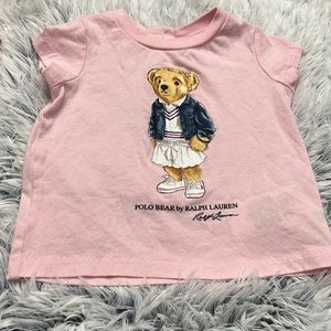 Ralph Lauren baby girls polo bear pink shirt.